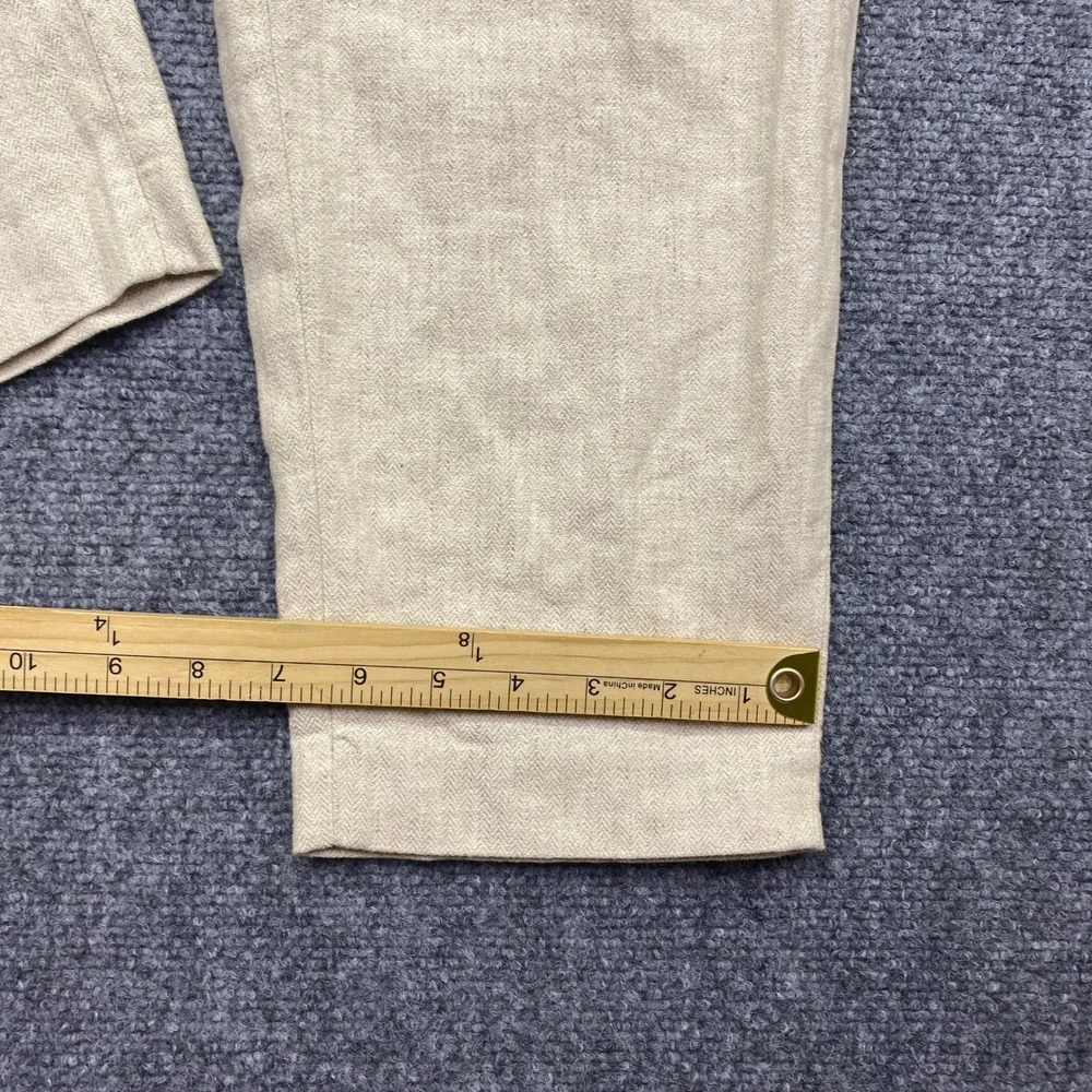 Banana Republic Petite 00 Linen Blend Herringbone Pleated Tapered Pants Beige